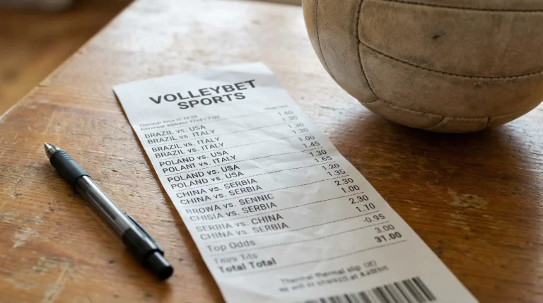 Bilhete de apostas múltiplas de voleibol com várias seleções