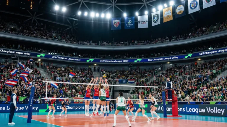 Jogo da Champions League CEV de voleibol entre clubes europeus