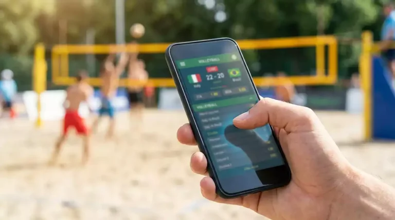 Ecrã de apostas ao vivo de voleibol com opção de cash out